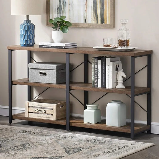 3-Tier Long Sofa Table With Shelves