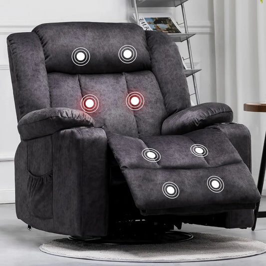 Recliner Chair Massage Rocker with Heated 360 Degree Swivel