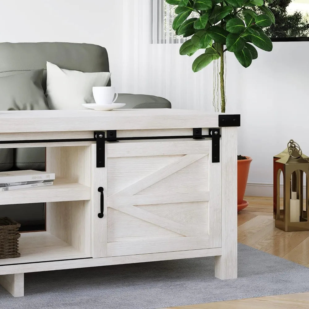 Farmhouse Coffee Table with Hidden Compartment Storage