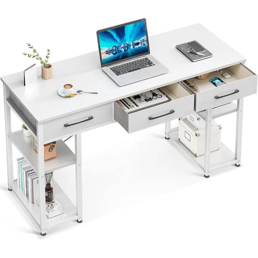 Small Computer Desk with Fabric Drawers