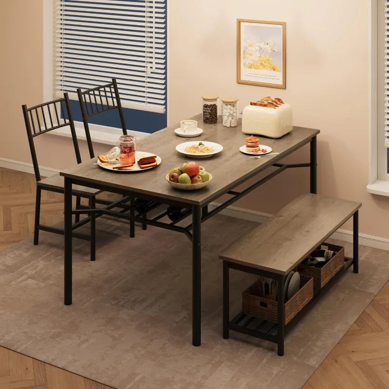 Dining Table Set for 4 Chairs and Bench