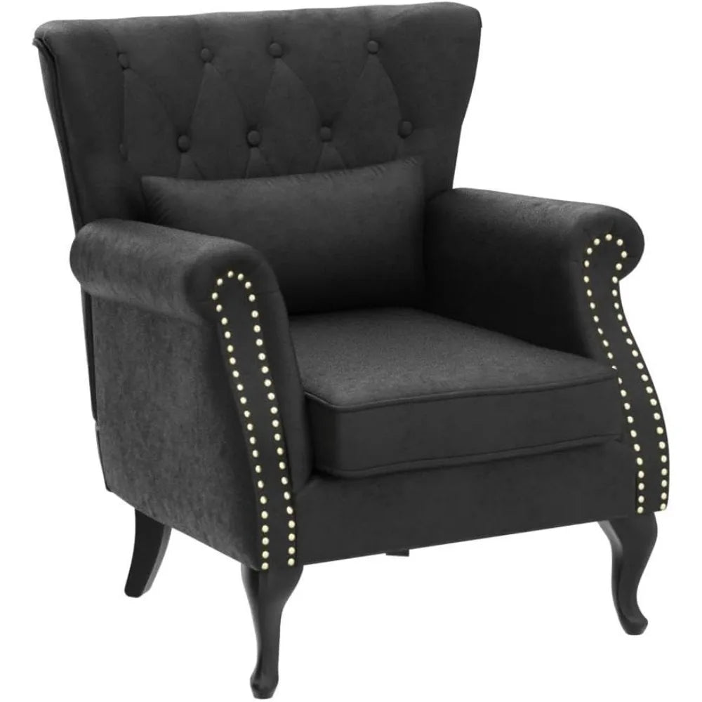 Wing Back Chair Soft Cushion Seat Black