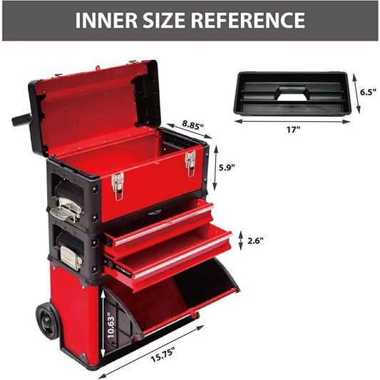 Portable Garage Tool Box with 3 Drawers - SereneCozyHome