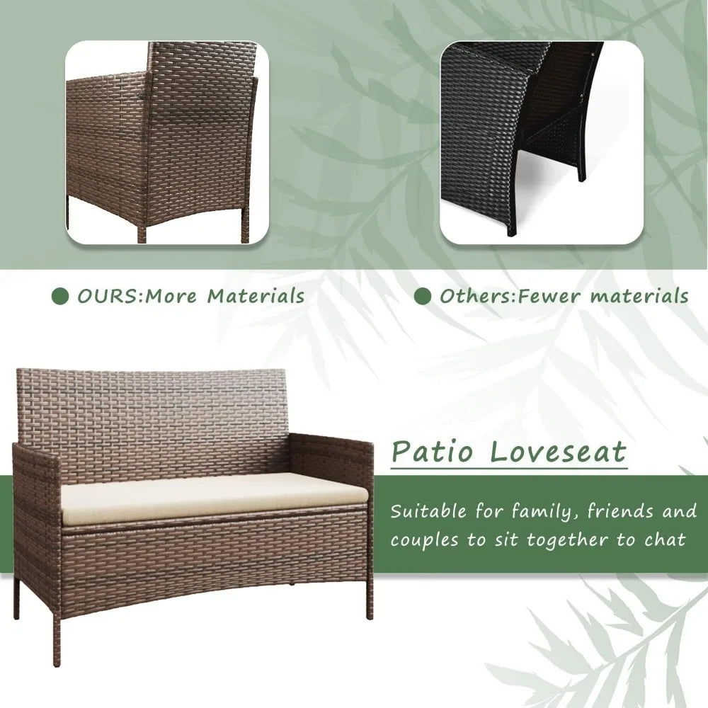 Patio Furniture 4 Pieces Conversation Set