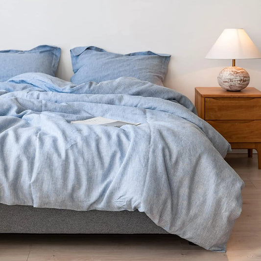 3Pcs Linen Bedding Duvet Cover Bed Set