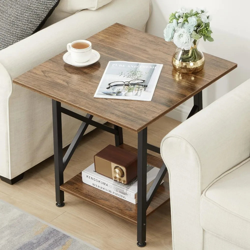 Large Side Table with Storage Shelf for Living Room