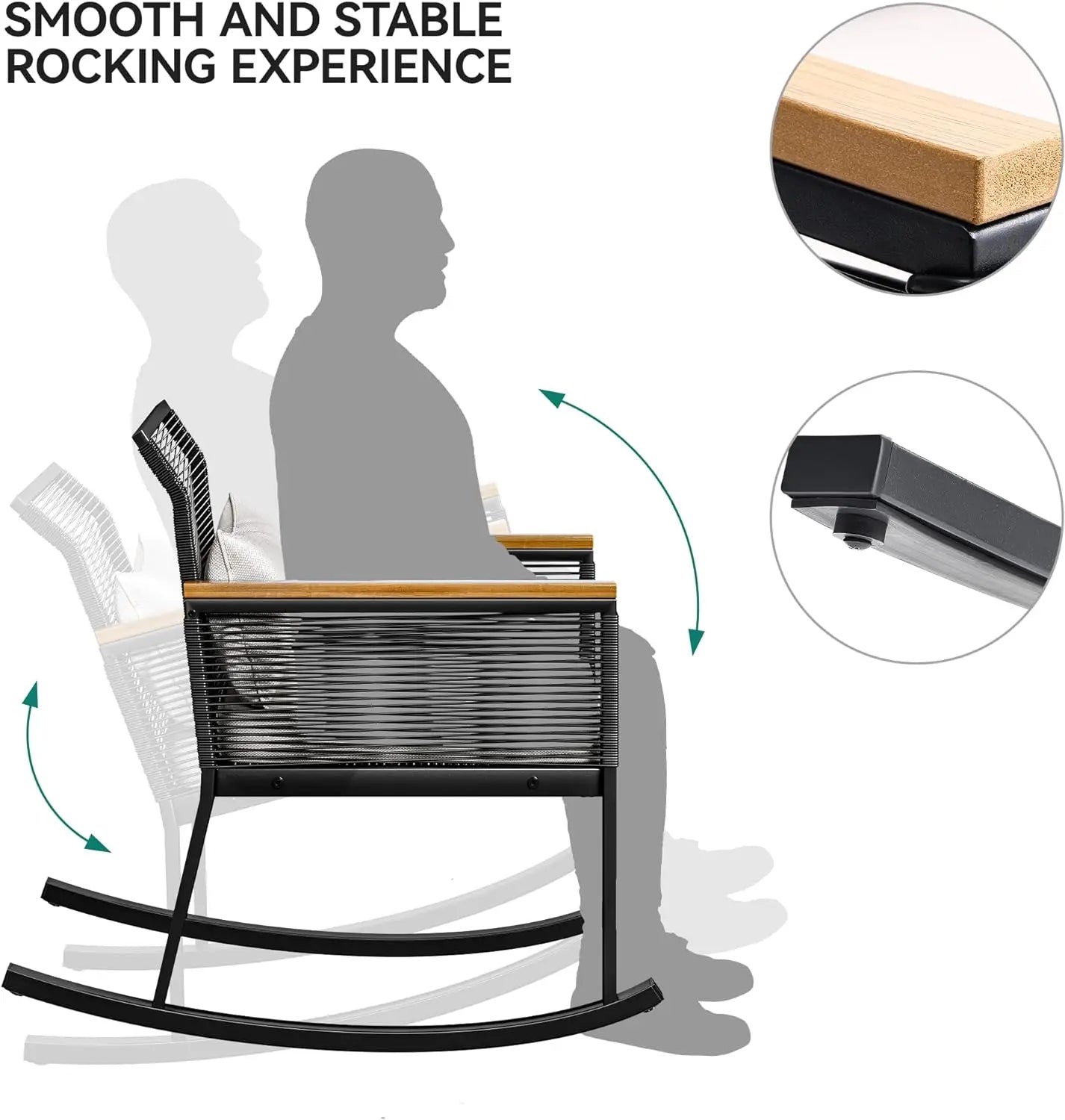 Patio Wicker Rocking Chair Outdoor Bistro Set