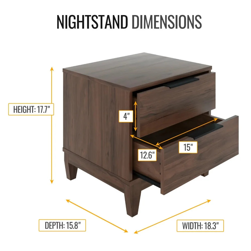 Modern Double Drawer Nightstand