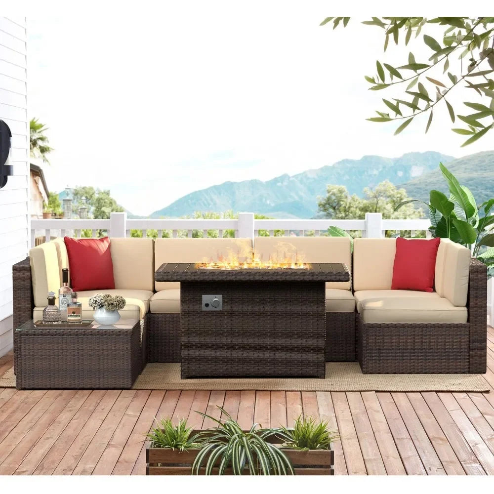 8 Piece Patio Set with 40" Fire Pit