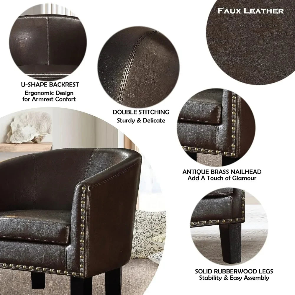 Living Room Faux Leather Upholstery Chairs