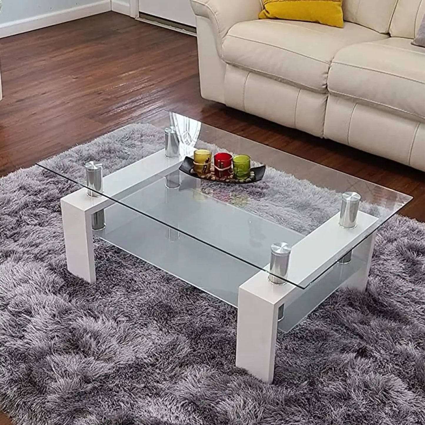 Rectangle Glass Coffee Table 2-Tier