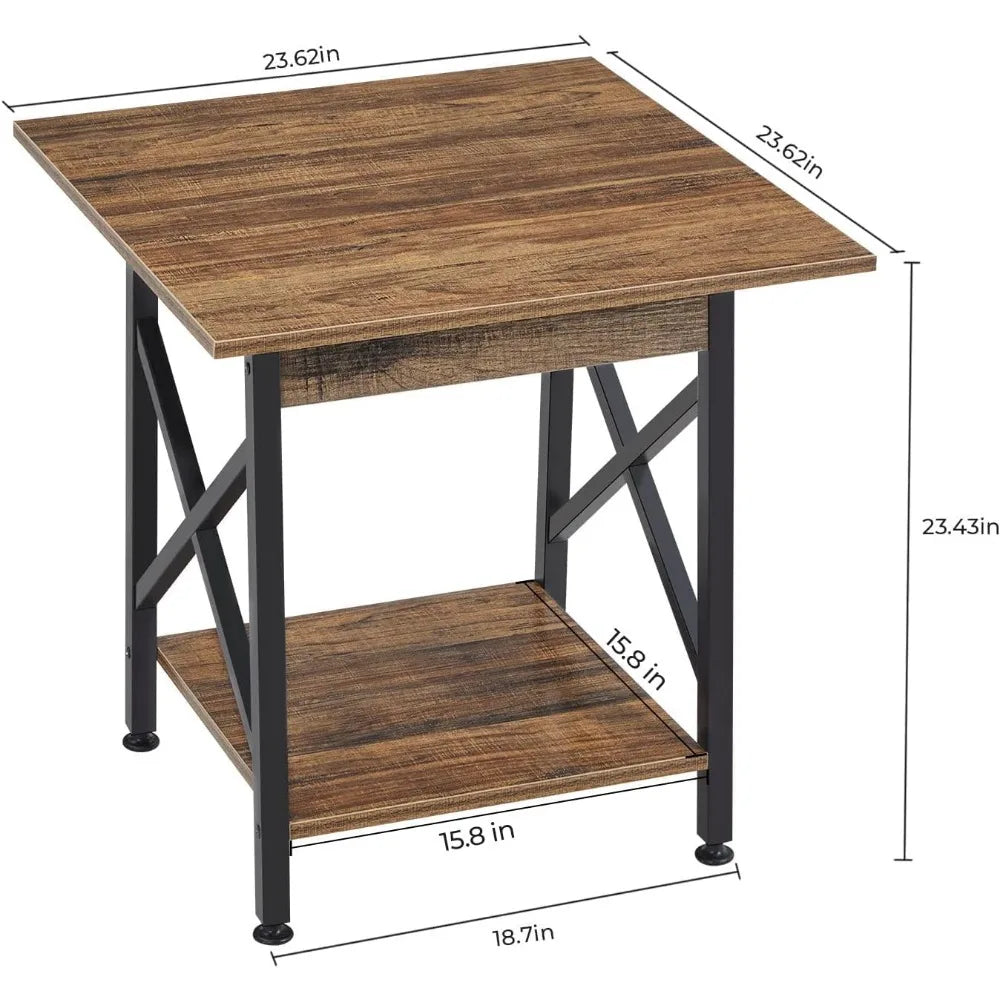 Large Side Table with Storage Shelf for Living Room